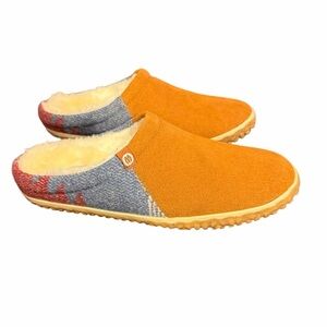 MINNETONKA Tahoe Brown Aztec Print Mules Moccasins Slippers Women’s Size 7 EC